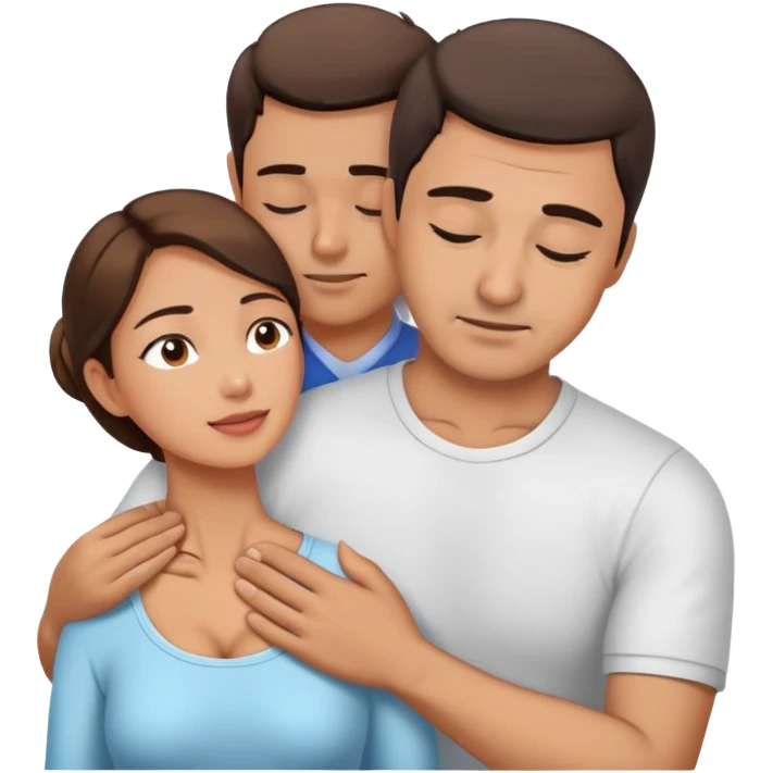 Loder man massaging the neck and shoulders of a 30 year old woman. emoji