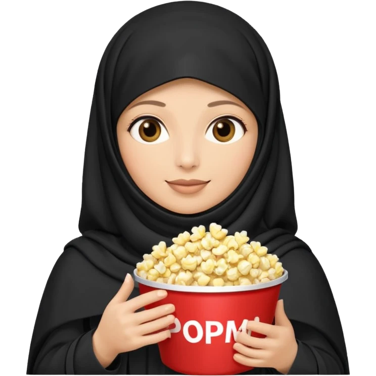 a burka holding a bucket of popcorn emoji