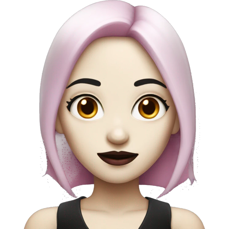 Female vampire with mixed black and pink hair and white skin emoji