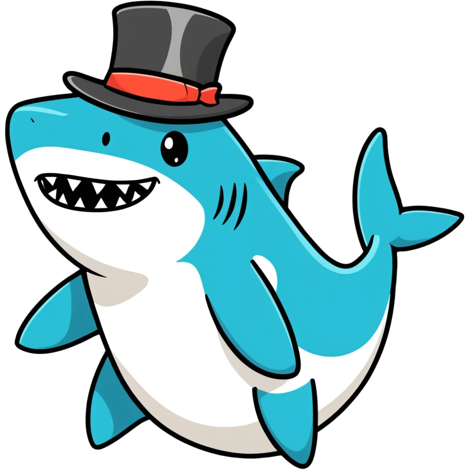 Shark with a top hat emoji