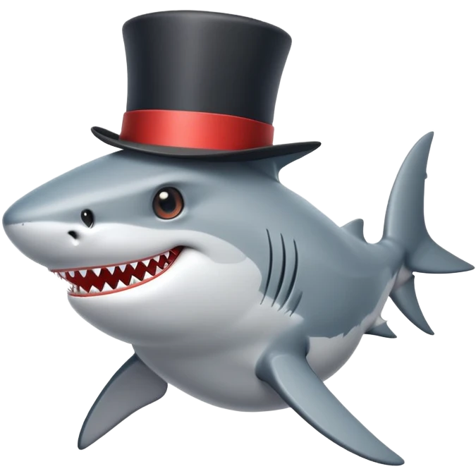Shark with a top hat emoji