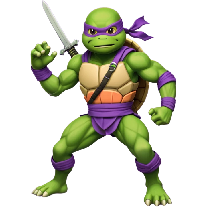 emote of a cartoon donatello ninja turtle in action pose with word RAID underneath emoji