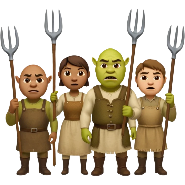 les villagois dans shrek avec des fourches emoji