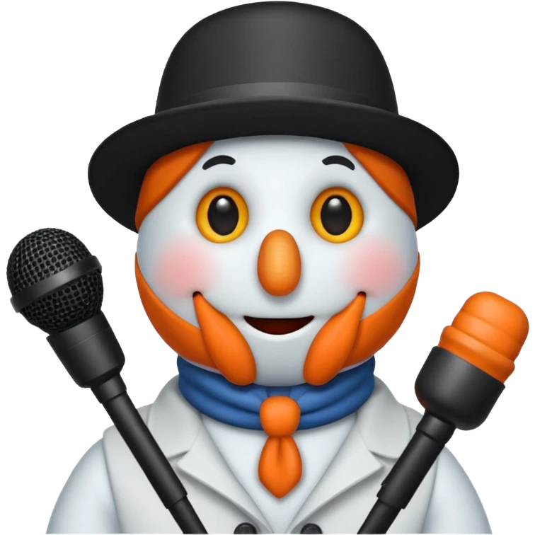 snowmen with microphone emoji