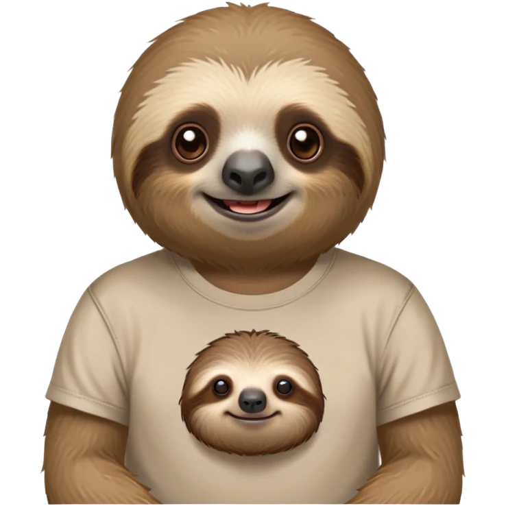 a sloth with a grumpy face and in a t-shirt that says “sonya” emoji