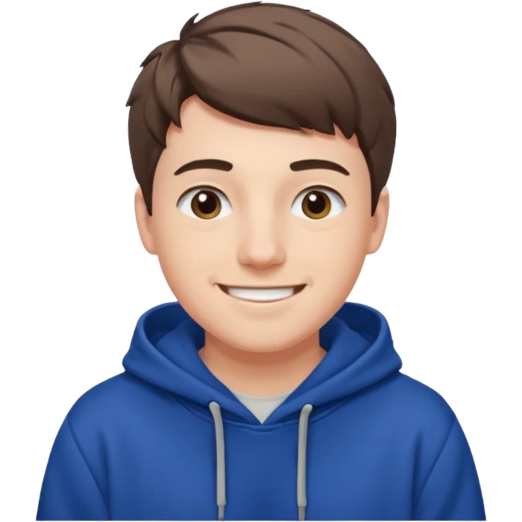 Draw MrBeast in casual hoodie with short hair & friendly smile. emoji