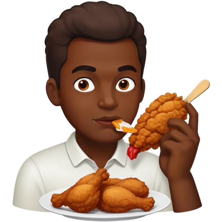 Colored man eating chicken emoji