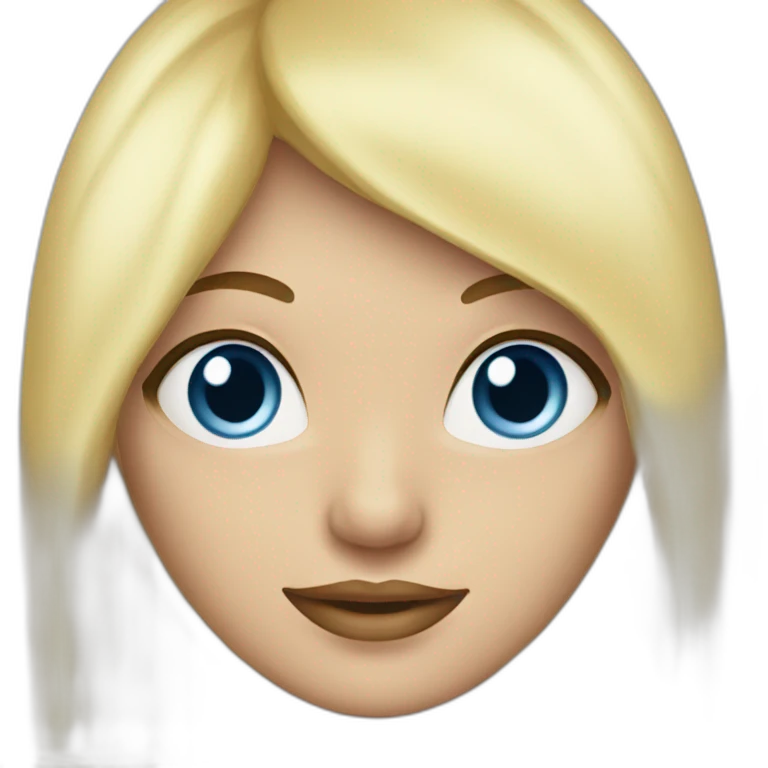 blond woman with curtain fringe and blue eyes emoji