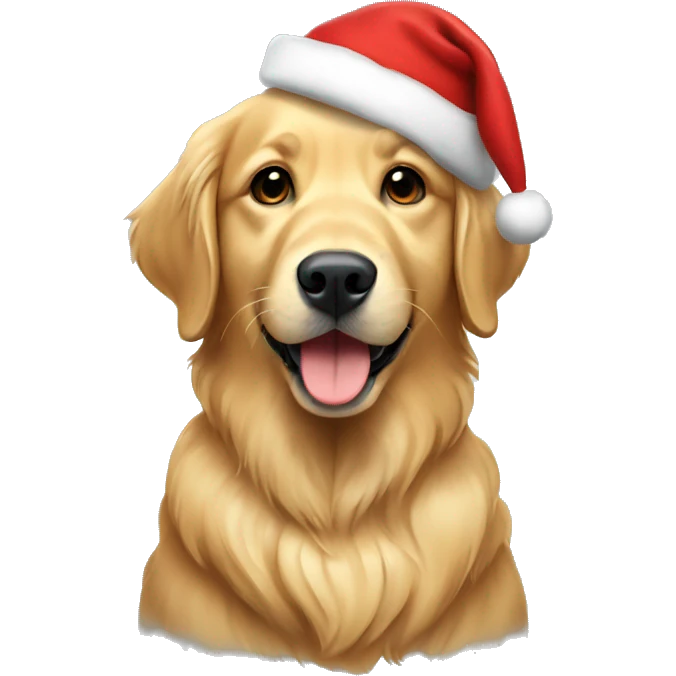 Golden retriever in a Christmas hat  emoji