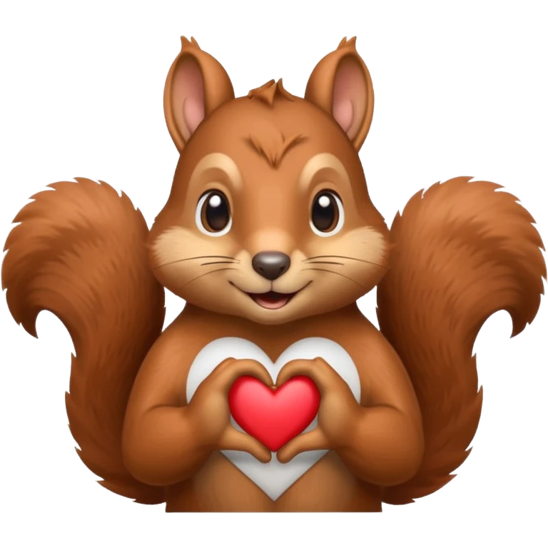 squirrel making a heart shape with its hands, simple and expressive emoji style emoji