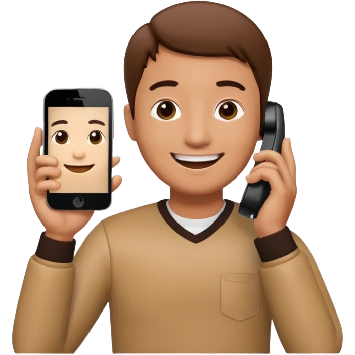 A 3D bitmoji talking on mobile with someone emoji