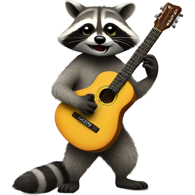 Raccoon playing guitar emoji