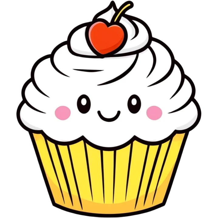 smiling cupcake, cartoonish sticker style emoji