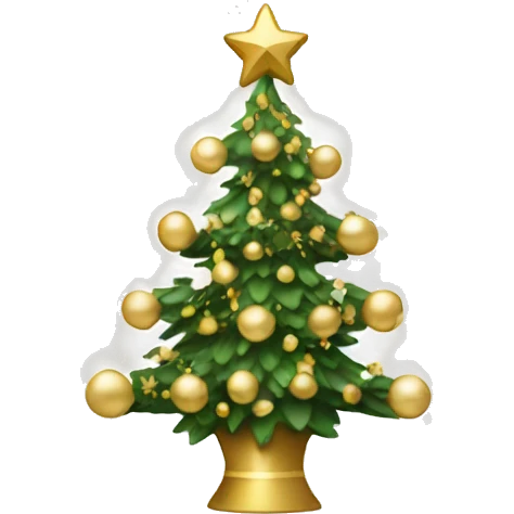 Christmas tree with white and gold decorations emoji