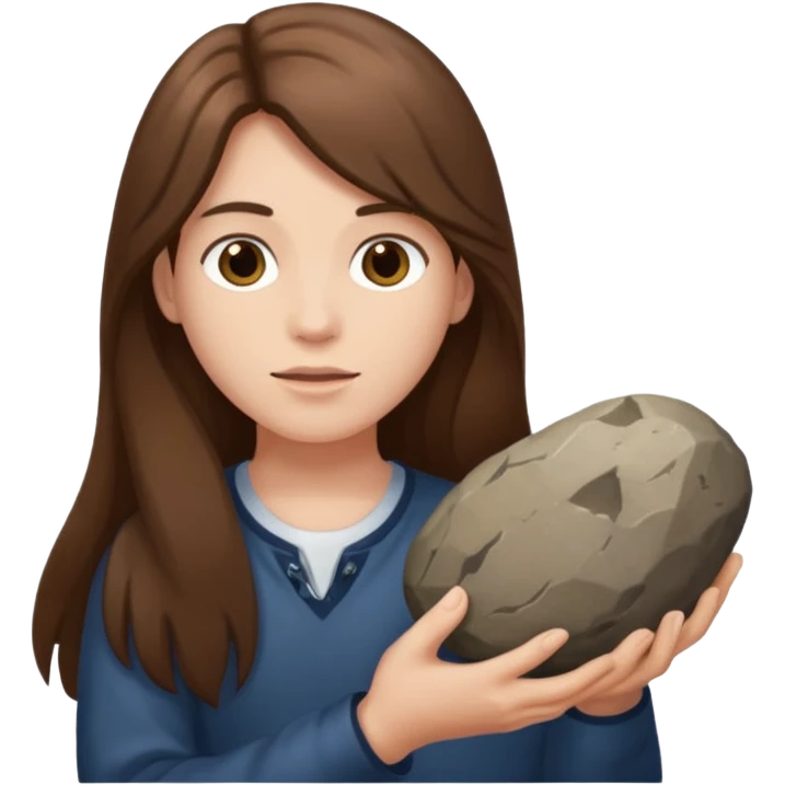 긴 갈색머리고 돌을 들고있어 emoji