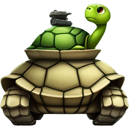 The classic turtle sticker with a tank barrel sticking out of its head emoji