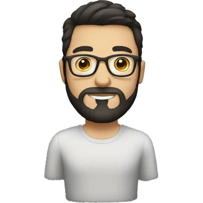 white guy with dark hair and beard glasses emoji