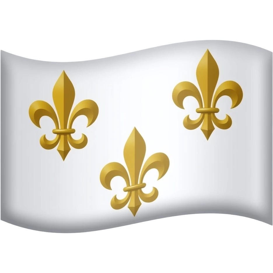 A white flag with 3 gold fleur-de-lis with the middle one lower than the other 2 emoji