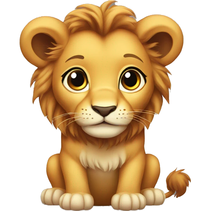 cute baby lion with big eyes emoji