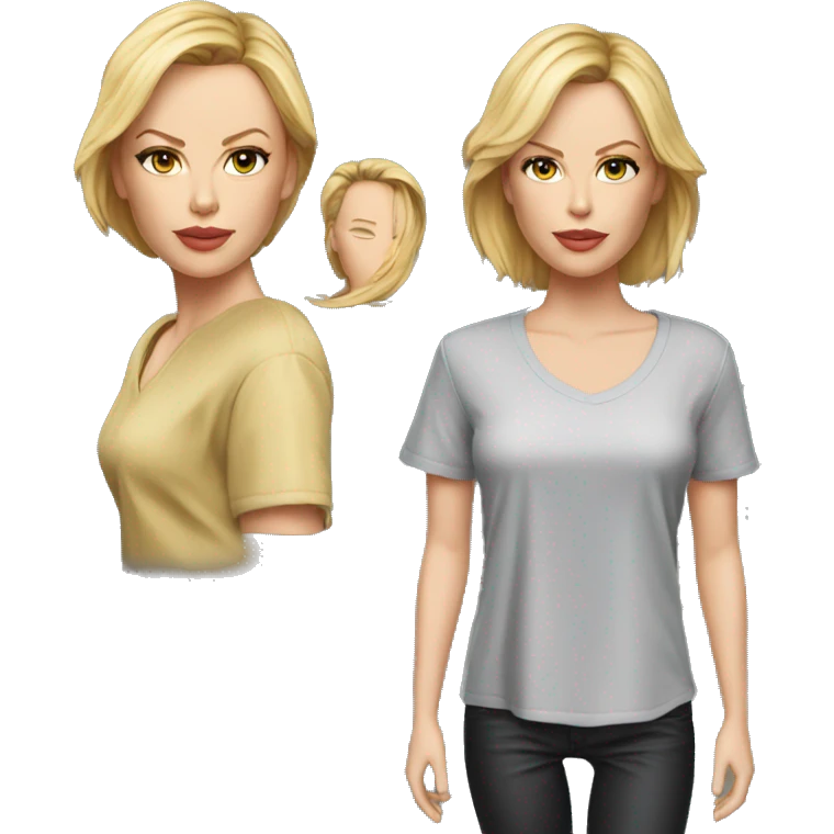 ultra realistic charlize theron wearing shirt emoji