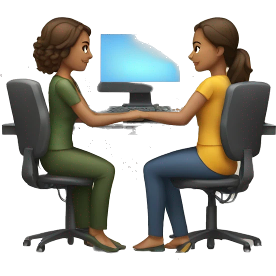 two women sitting at a computer emoji