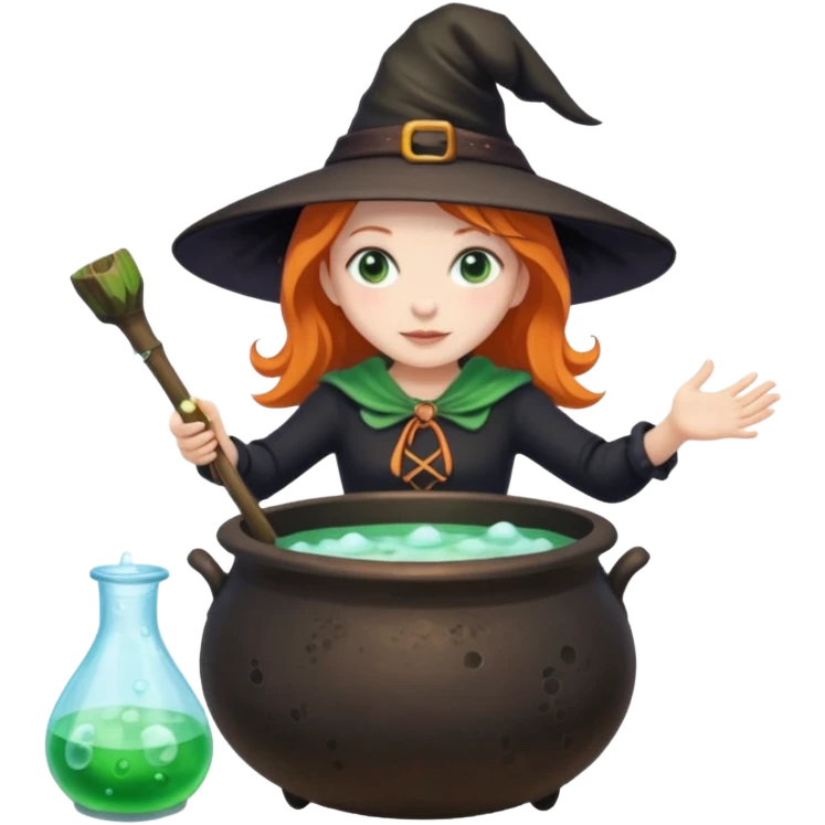Witch Girl İn A Cauldron mixing Soapy Water emoji