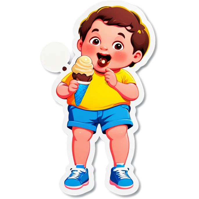 Fat kid eating ice cream emoji