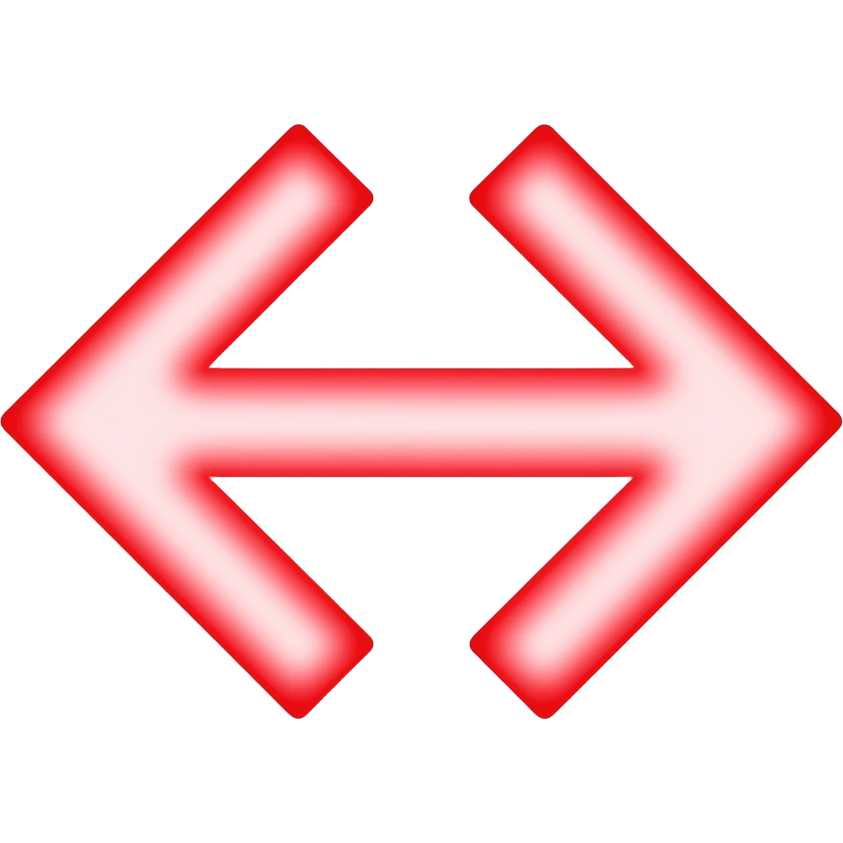 Discord emoji, 128x128 pixels, transparent background, two opposite arrows (⇄) in glowing neon red color, gaming style, minimal, high contrast, centered, sharp edges, soft red glow emoji