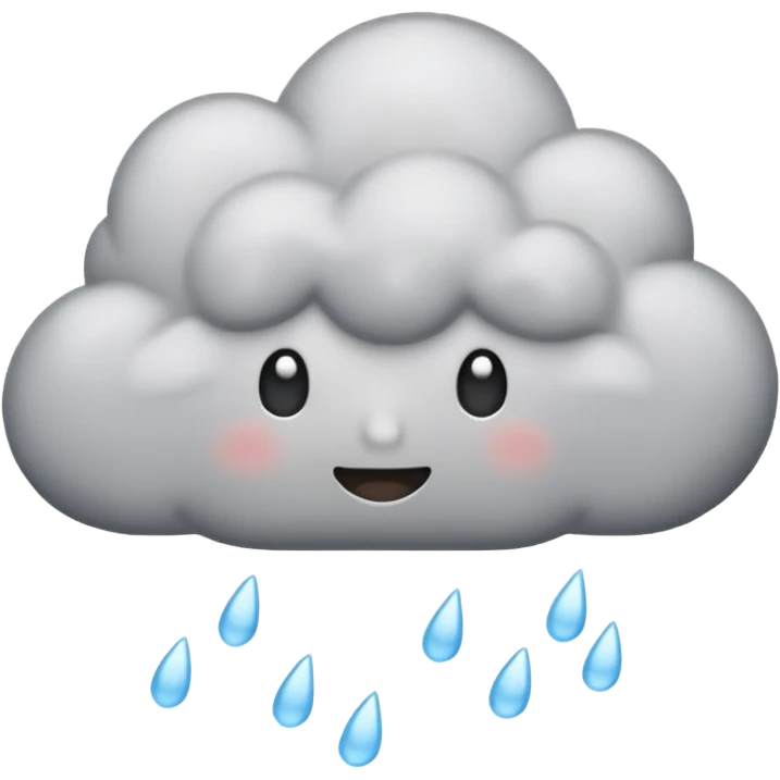 emoji of grey cloud is raining, withou faces emoji