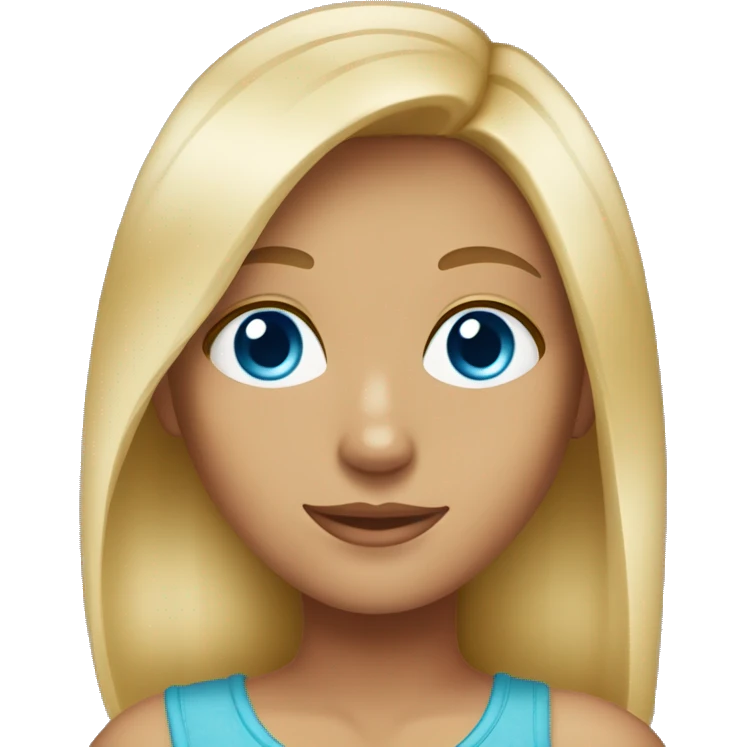 Blond girl  with tanned skin and blue eyes and brown highlights emoji