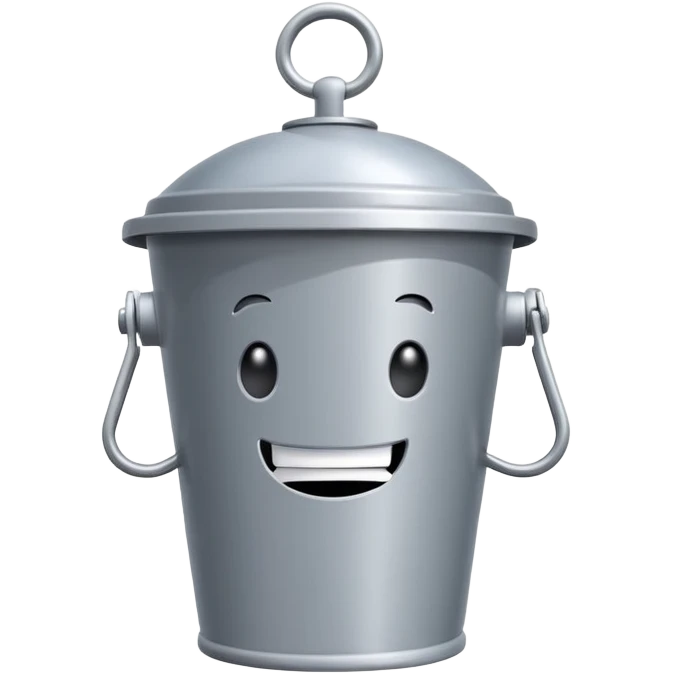 Chum Bucket restaurant from SpongeBob, gray bucket-shaped building with a sign emoji
