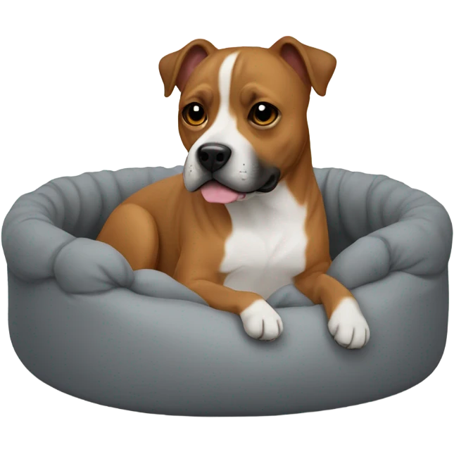 Staffie dog in small bed emoji
