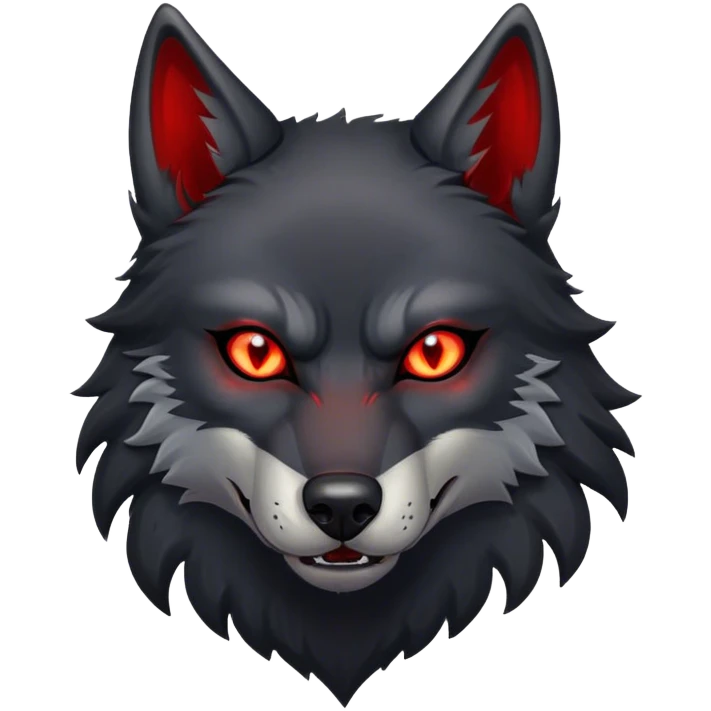 Evil Aggressive Black Wolf with red eyes emoji