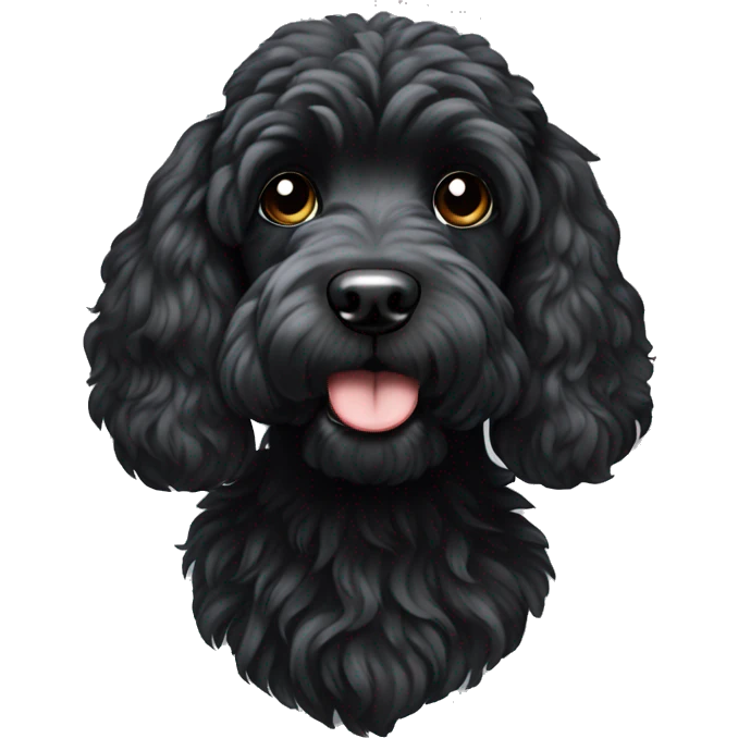 Black cockapoo with white stripe on cheat emoji