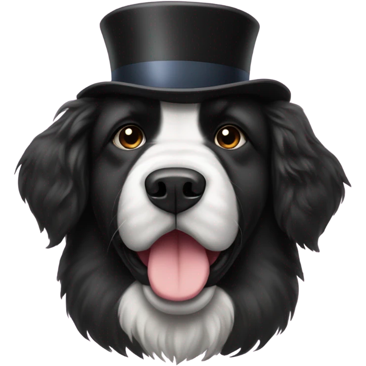 Newfoundland dog with top hat emoji