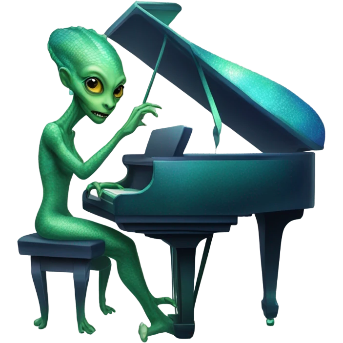 a Reptilian alien woman, play a piano emoji