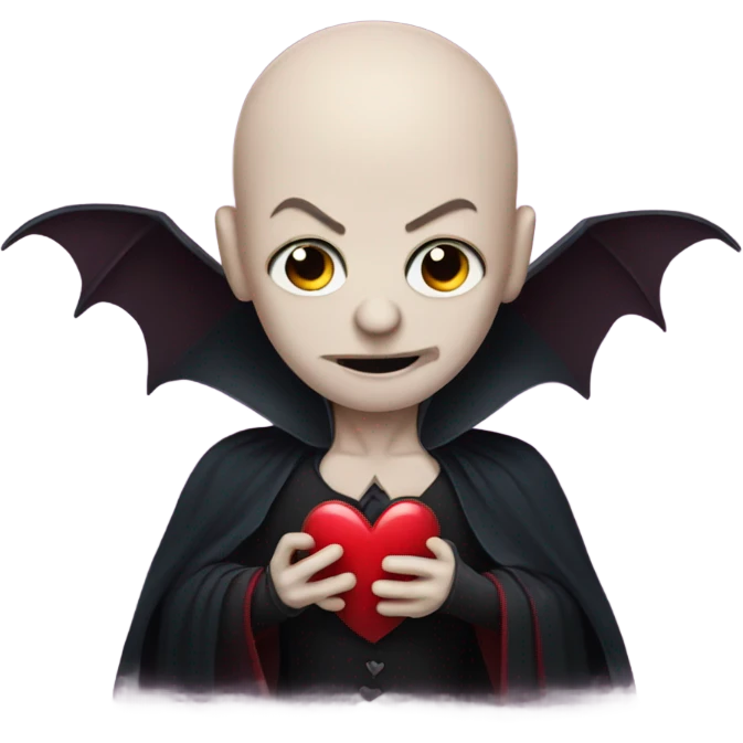 Bald vampire holding a heart emoji