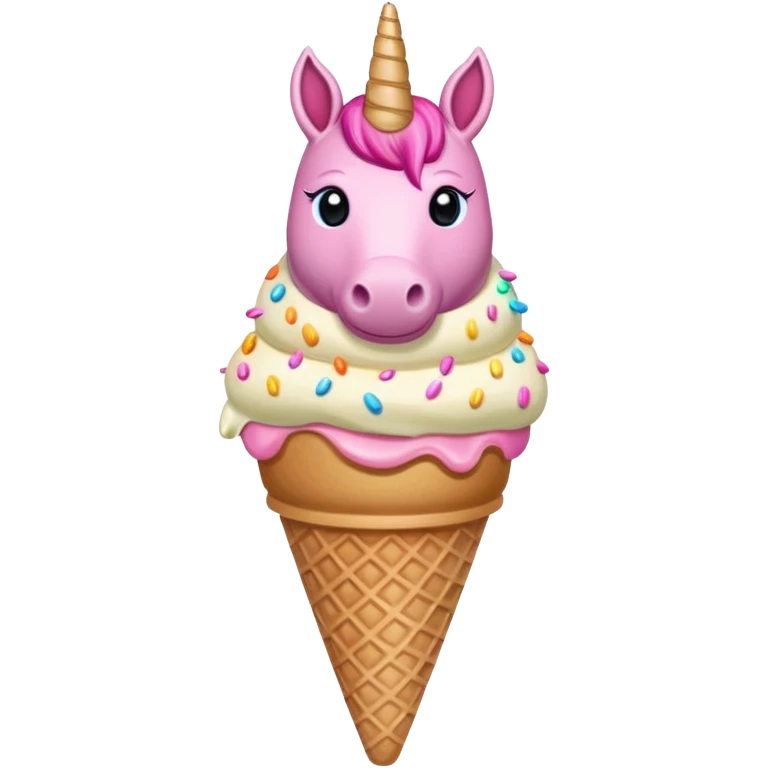 An ice cream with a pink unicorn  emoji