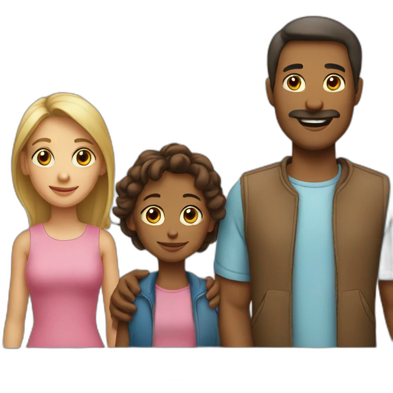 father, mother, teenager boy, small girl emoji