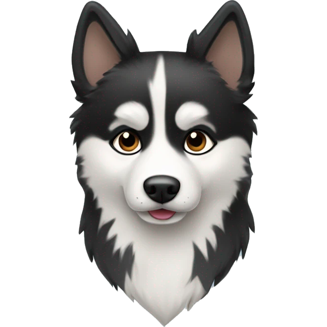 black and white fur pomsky dog emoji