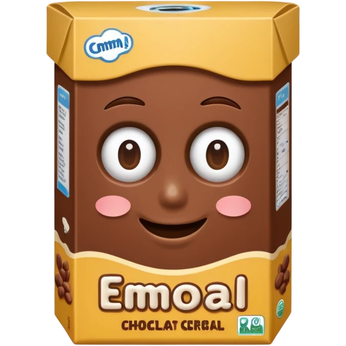 brown chocolate cereal box without eyes and mouth emoji