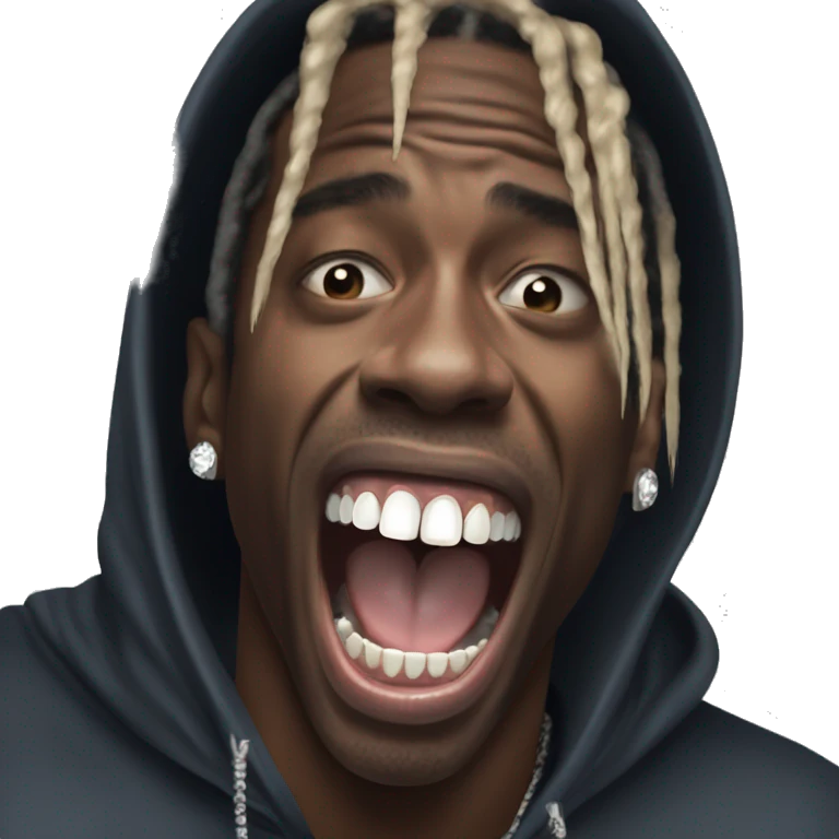 kazak travis scott screaming with diamond teeth grillz emoji