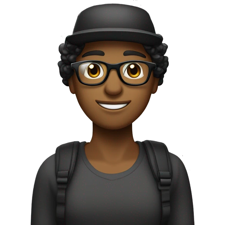 una pareja, mujer trigueña pelo corto negro y ondulado con lentes, el hombre trigueño pelo negro con gorra  emoji