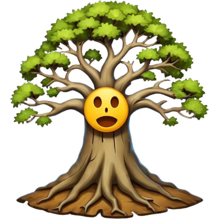 hallow tree, negative : emoji. emoji