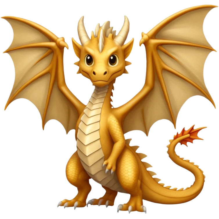 A beige dragon in the style of Game of Thrones, facing the lens with its wings spread. emoji