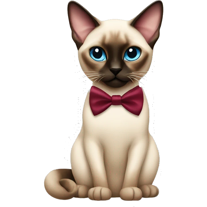 Siamese cat with Burgundy bow tie emoji