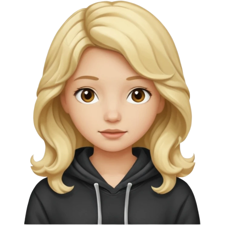 girl with wavy blonde hair and a hoodir emoji