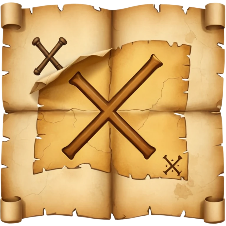 ["Aged treasure map with an “X” mark and dotted trail."] emoji