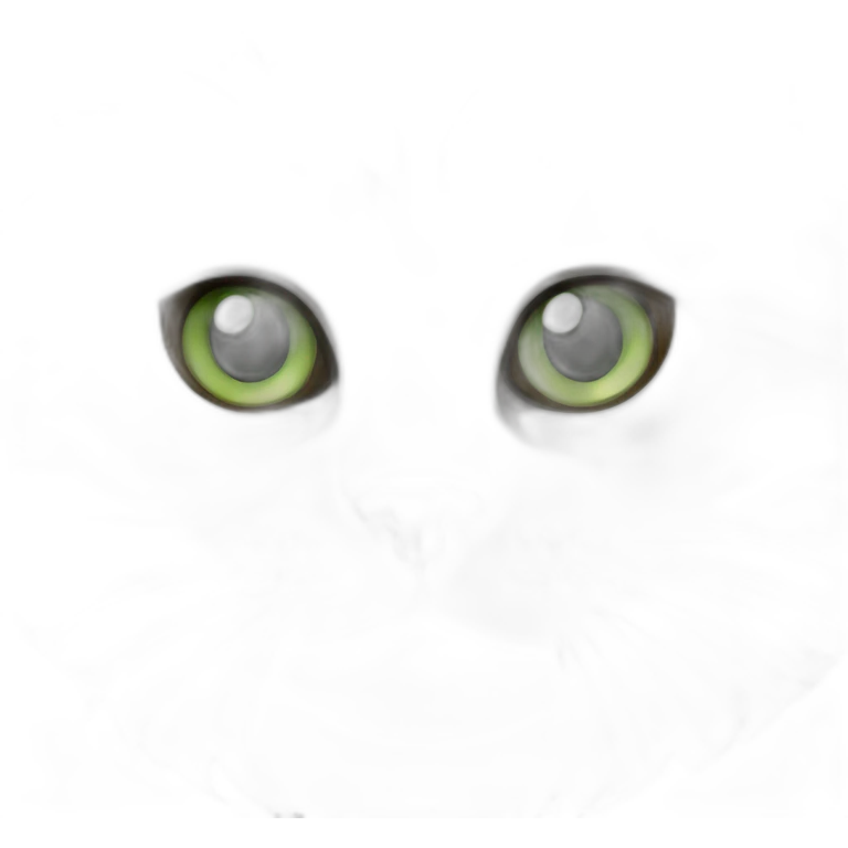 Fat Green eyed American bobtail cat grey and White fur emoji