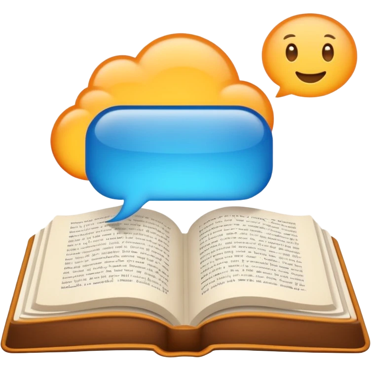 book with a speech bubble above it emoji
